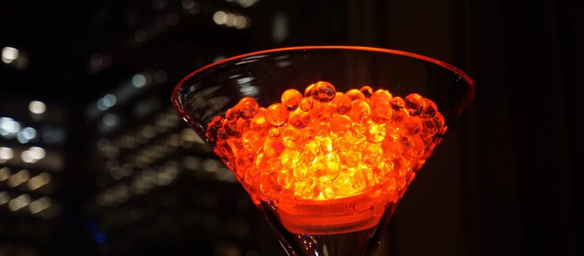 Myers cocktail beads in glass